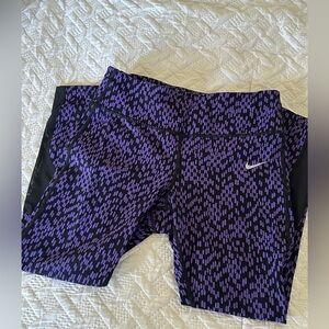 Nike Black and Purple Athletic Leggings
